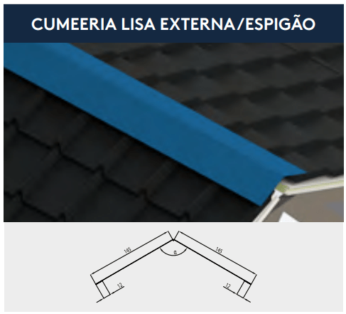 Cumeeira Lisa Externa para Telhas Residence - Terracota - Peça com 3 metros