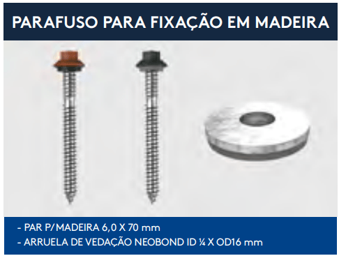 PARAFUSO PARA FIXAÇÃO EM MADEIRA TELHA RESIDENCE - TERRACOTA - 6,0 X 70MM
